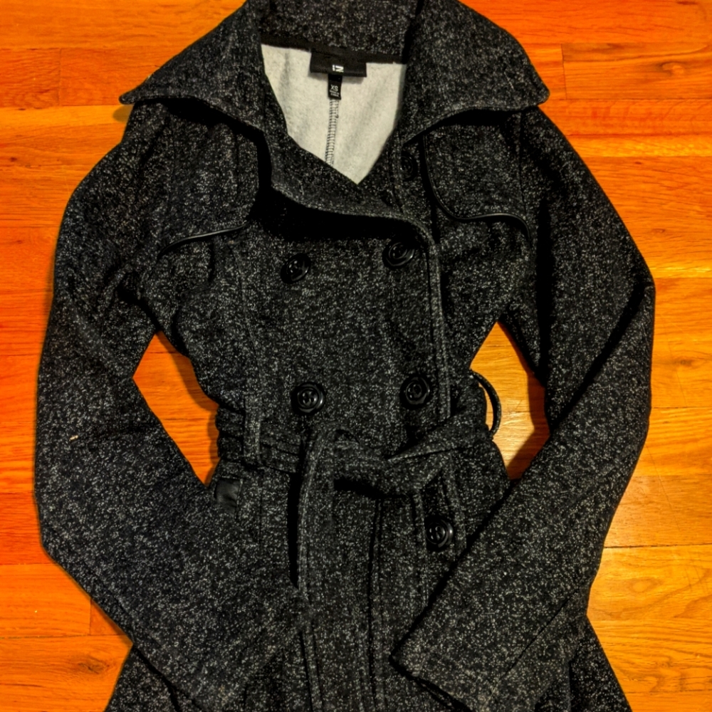 Grey belted pea coat